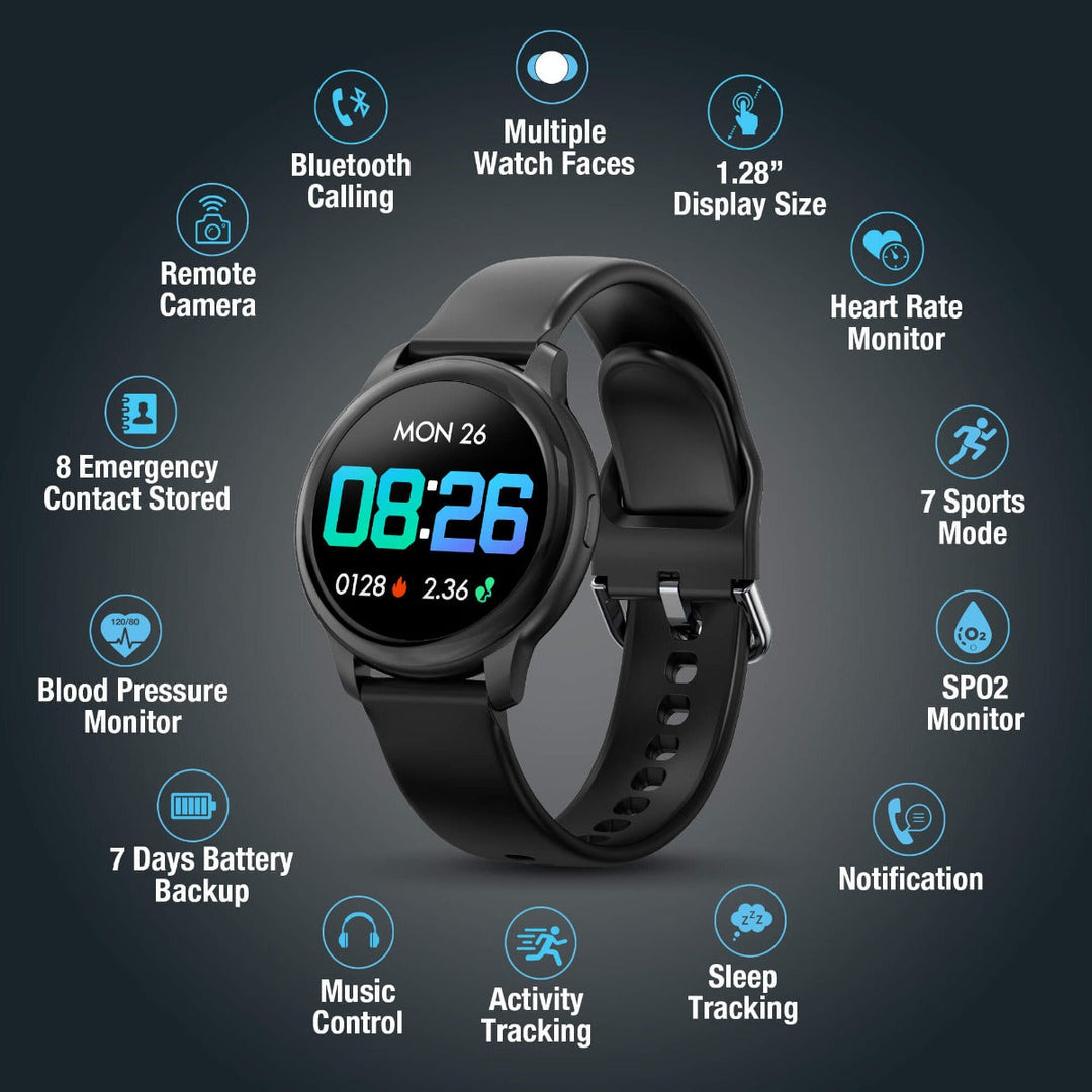 Timex Unisex Smart Fit 2.0 Dial Round Case Bluetooth Calling, Full Touch, Activity Tracking, HRM, SPO2, Blood Pressure, Multiple Watch Faces, 7 Sports Mode Smart Watch -TWTXW200T