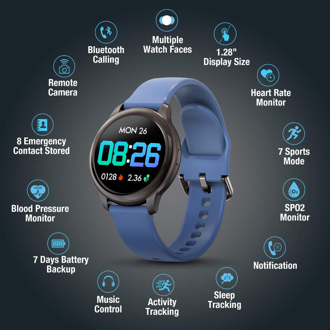 Timex Unisex Smart Fit 2.0 Dial Round Case Bluetooth Calling, Full Touch, Activity Tracking, HRM, SPO2, Blood Pressure, Multiple Watch Faces, 7 Sports Mode Smart Watch -TWTXW201T