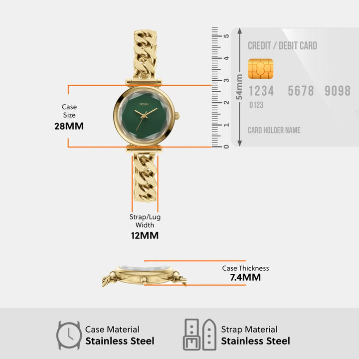 Fossil Carlie ES5441 Green Dial Women&