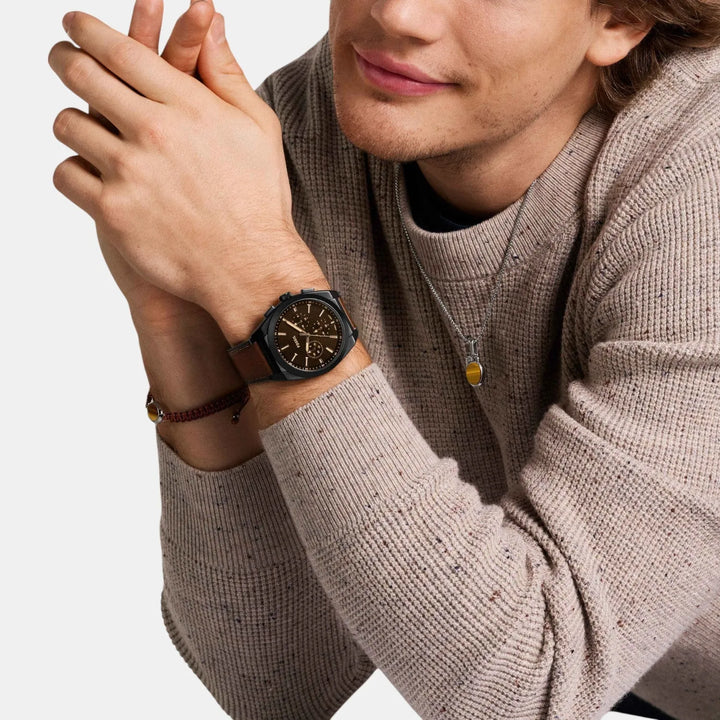 Fossil Everett FS6108 Quartz Chronograph Black Dial Men&