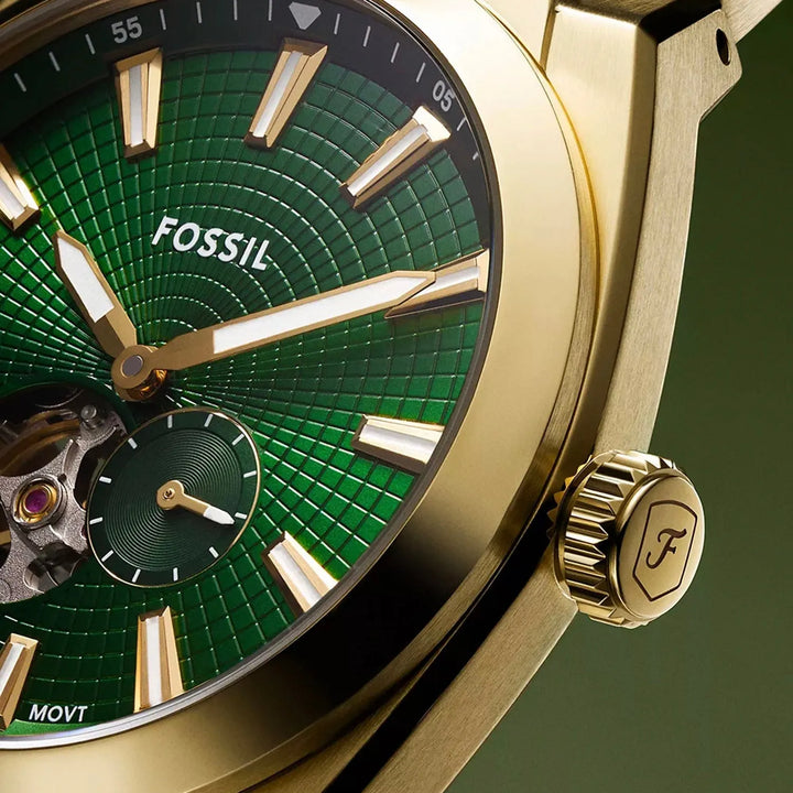 Fossil Everett ME3276 Men Automatic Green Dial Stainless Steel Watch