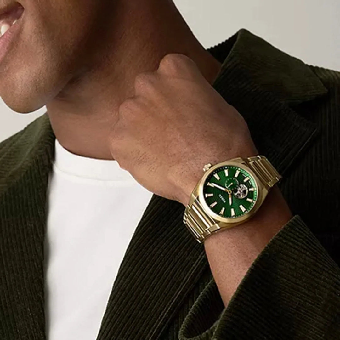 Fossil Everett ME3276 Men Automatic Green Dial Stainless Steel Watch