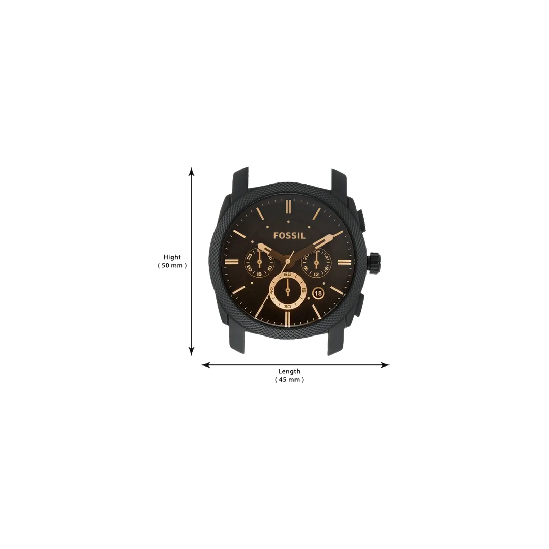 Fossil Machine Chronograph Dark Brown Leather Watch And Bracelet Box Set