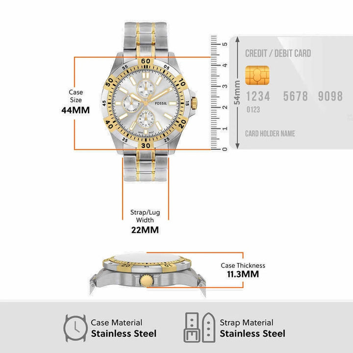 Fossil Garrett FS6148 Chronograph Silver Dial Men&