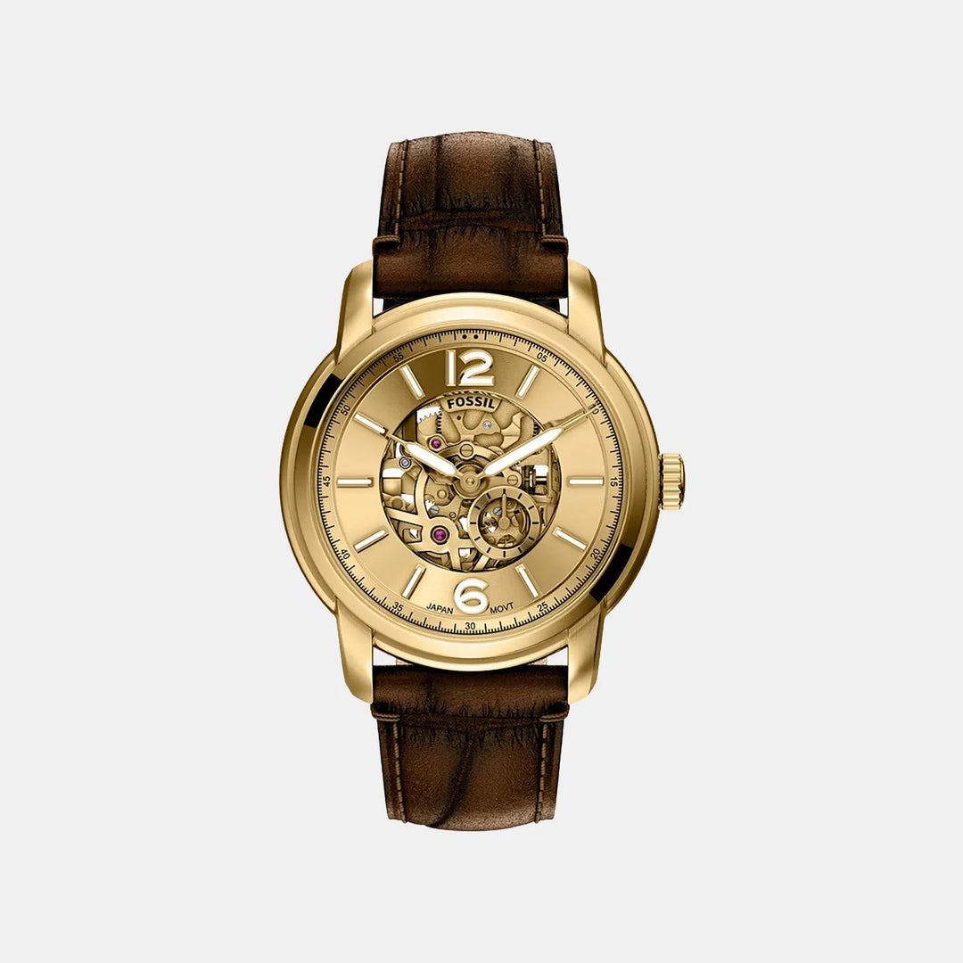 Fossil Heritage ME3279 Automatic Gold Skeleton Dial Men&