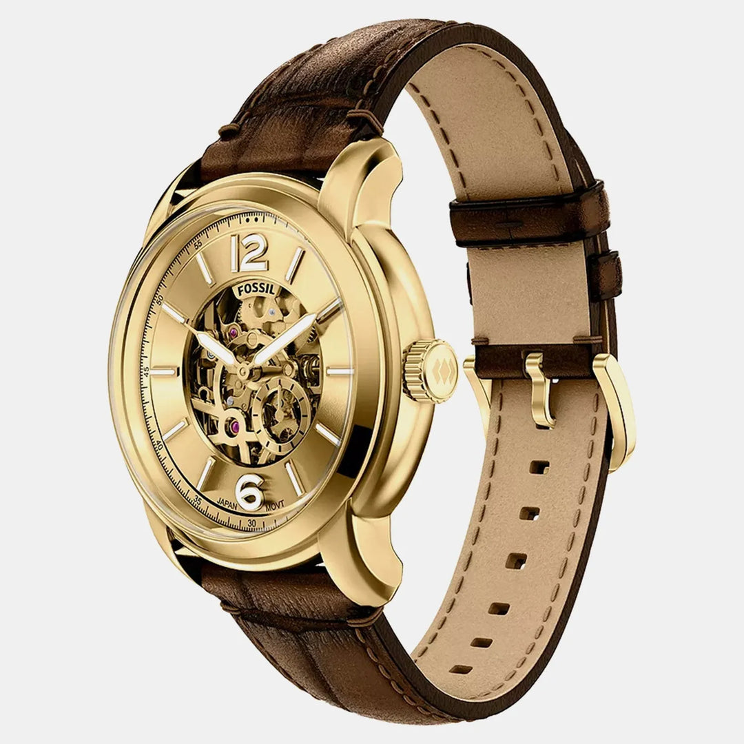 Fossil Heritage ME3279 Automatic Gold Skeleton Dial Men&