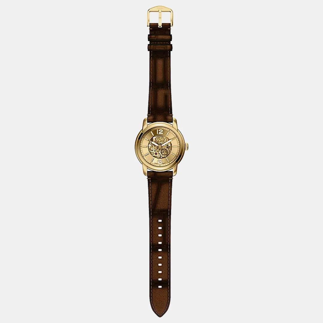 Fossil Heritage ME3279 Automatic Gold Skeleton Dial Men&