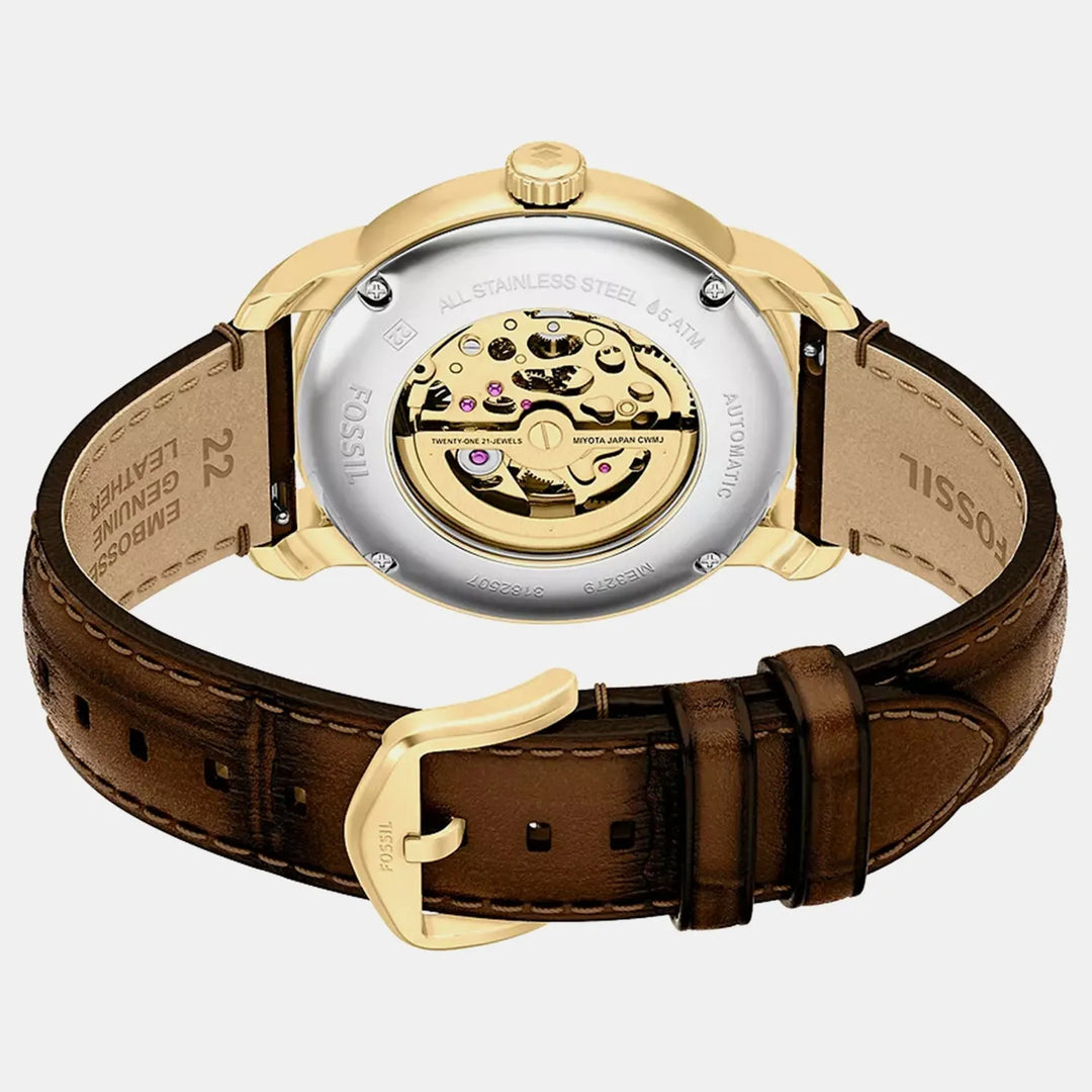 Fossil Heritage ME3279 Automatic Gold Skeleton Dial Men&