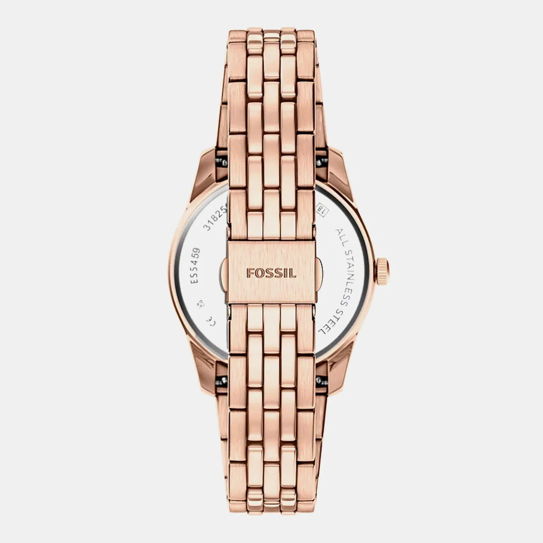 Fossil Scarlette ES5459 Rose Gold-Tone Grey Sunray Dial Women&