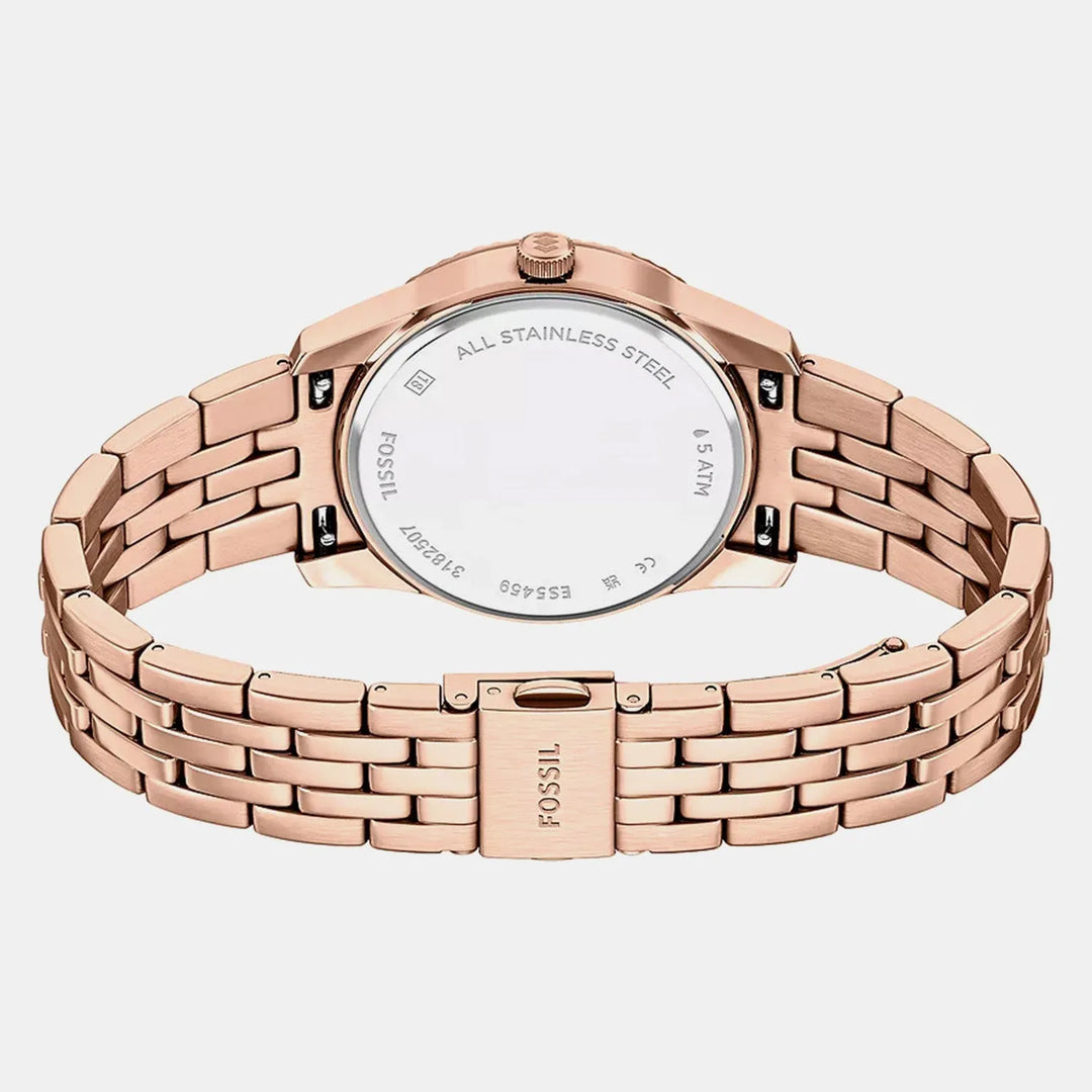Fossil Scarlette ES5459 Rose Gold-Tone Grey Sunray Dial Women&