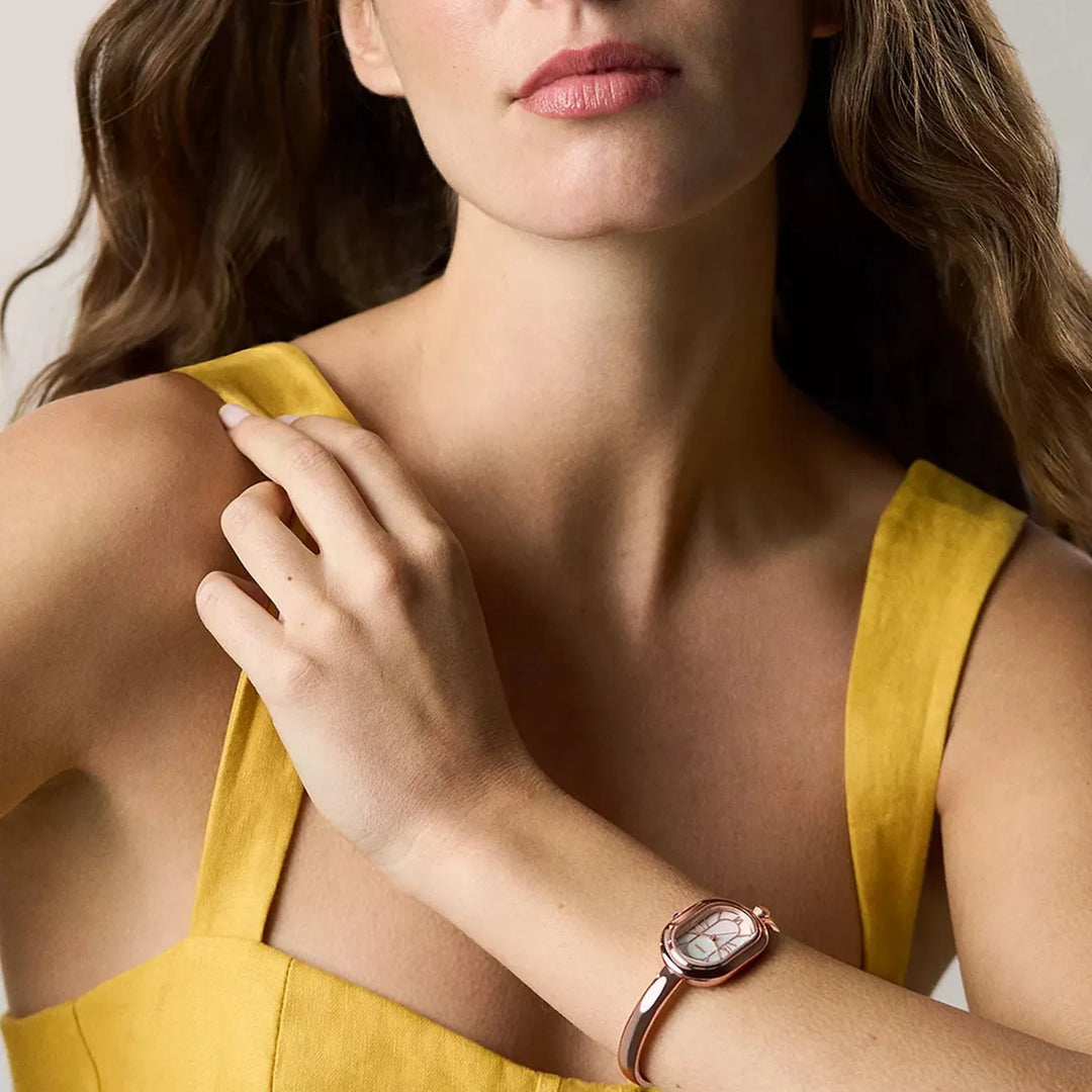 Fossil Sloan ES5472 Rose Gold-Tone Mother Of Pearl Dial Women&