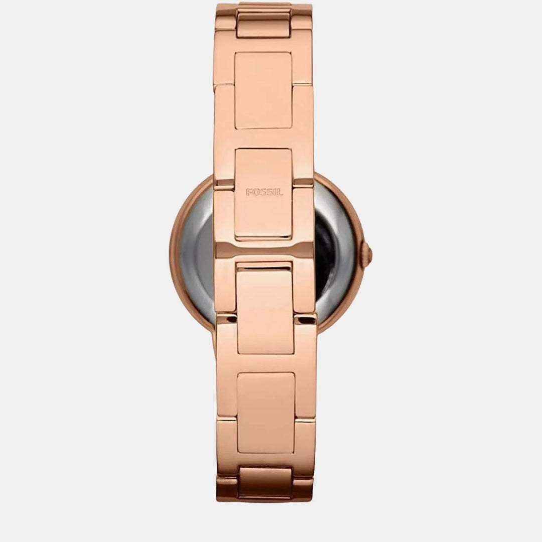 Fossil Virginia ES3284 Rose Gold Strap Silver Dial Women&