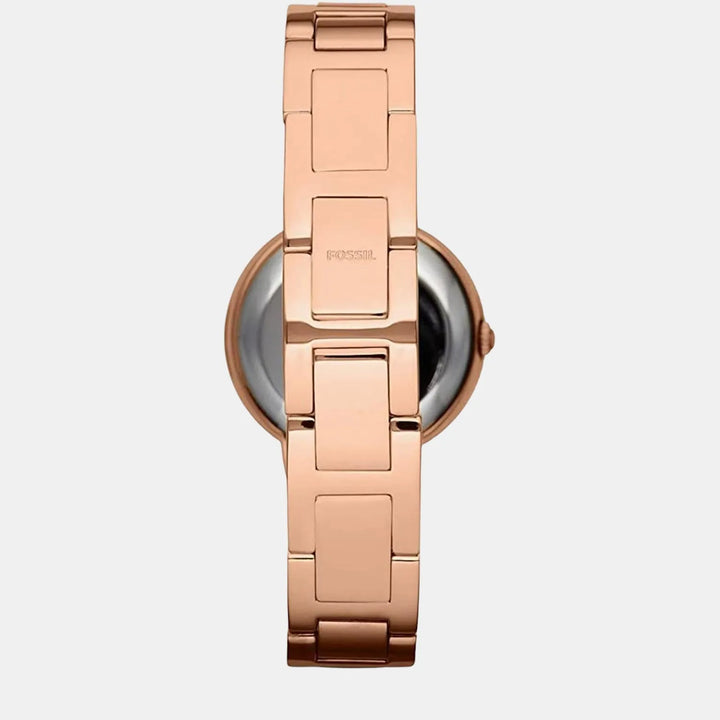 Fossil Virginia ES3284 Rose Gold Strap Silver Dial Women&