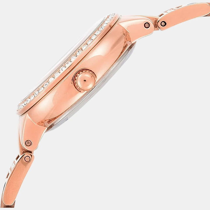Fossil Virginia ES3284 Rose Gold Strap Silver Dial Women&