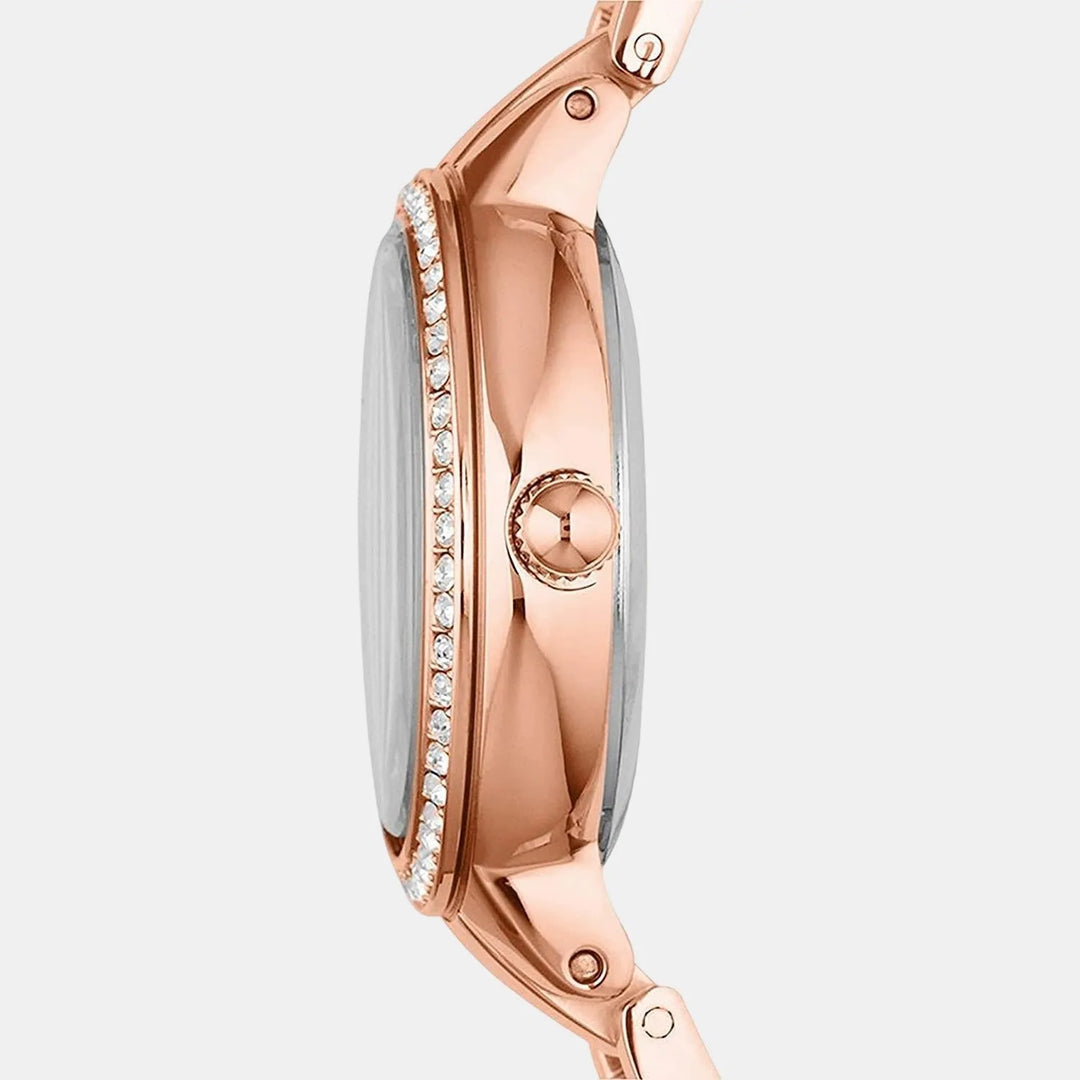 Fossil Virginia ES3284 Rose Gold Strap Silver Dial Women&