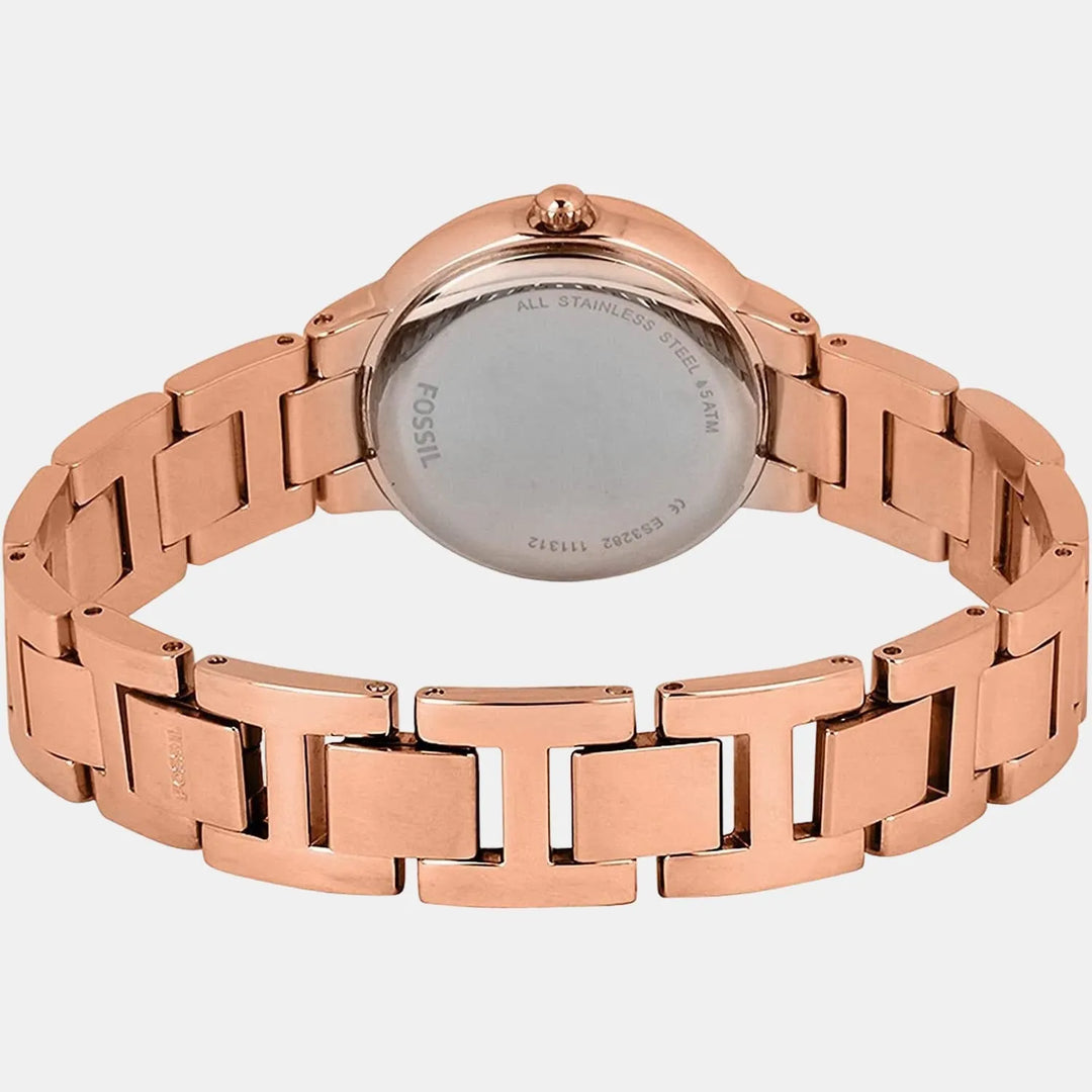 Fossil Virginia ES3284 Rose Gold Strap Silver Dial Women&