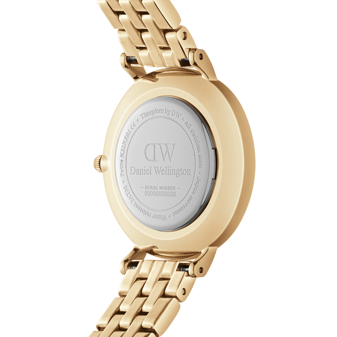 Elegant Petite Roman Numerals Watch - Gold 5-Link Strap Design