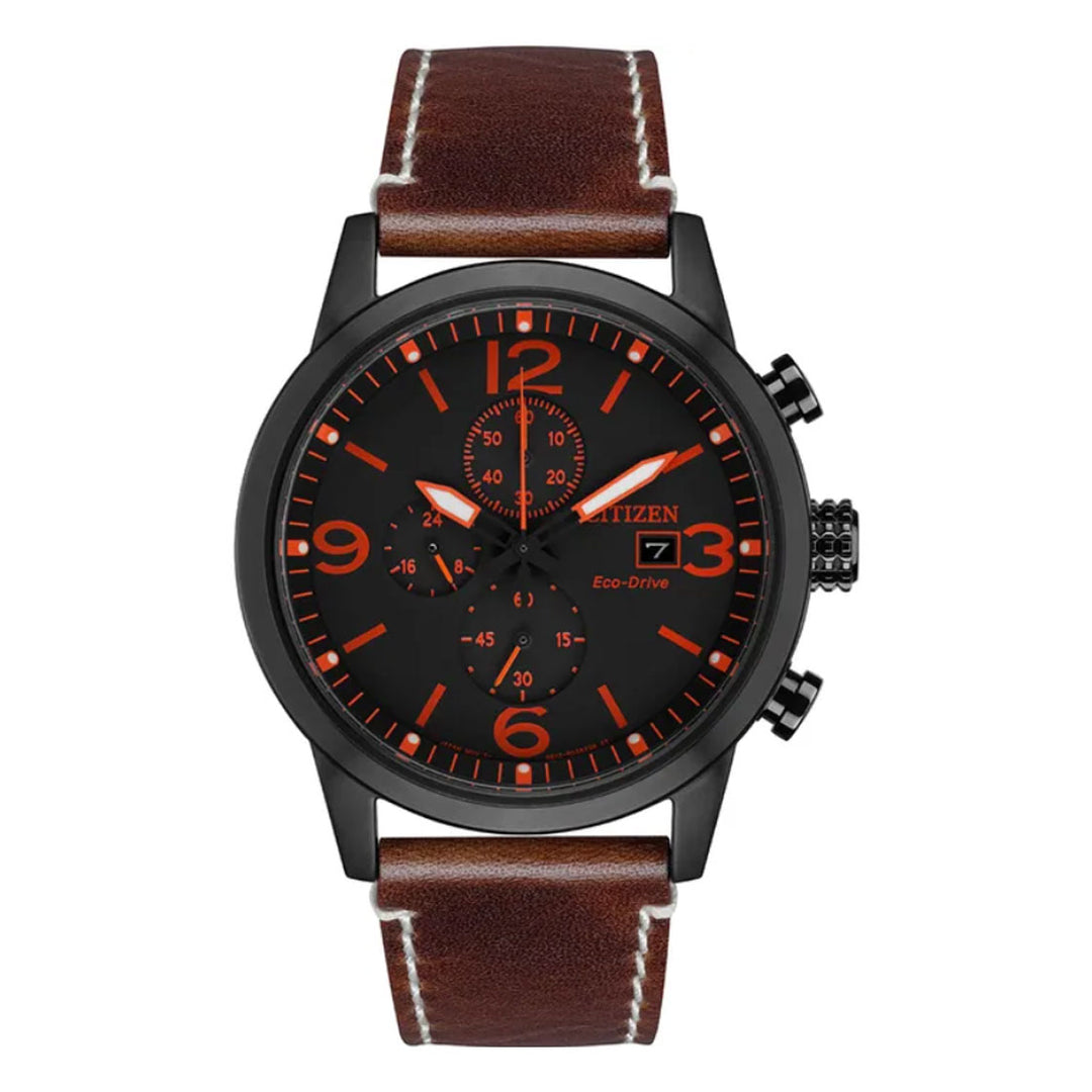 CITIZEN ECO-DRIVE GENTS WATCH BLACK DIAL - CA0617-11E