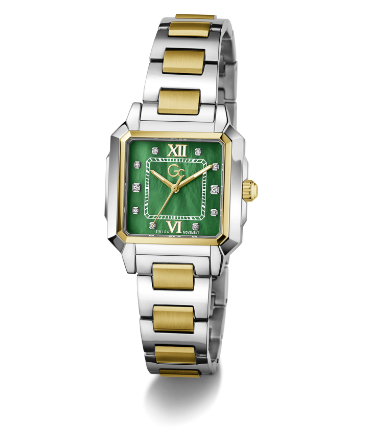 Gc SquareCut Lady 32mm Green Mother-of-Pearl Dial Women&