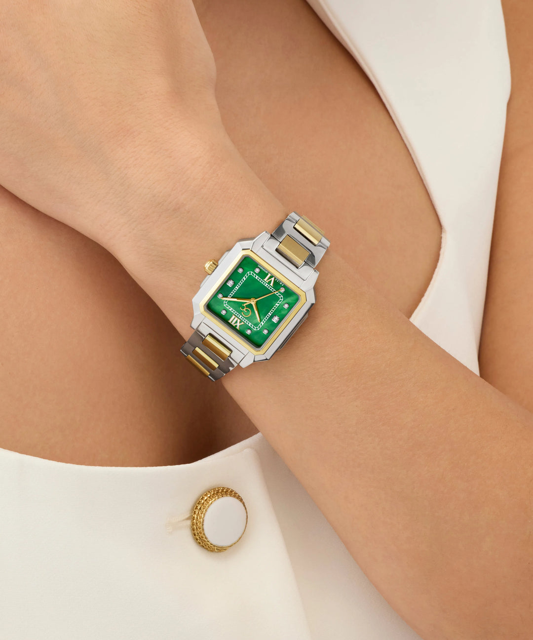 Gc SquareCut Lady 32mm Green Mother-of-Pearl Dial Women&