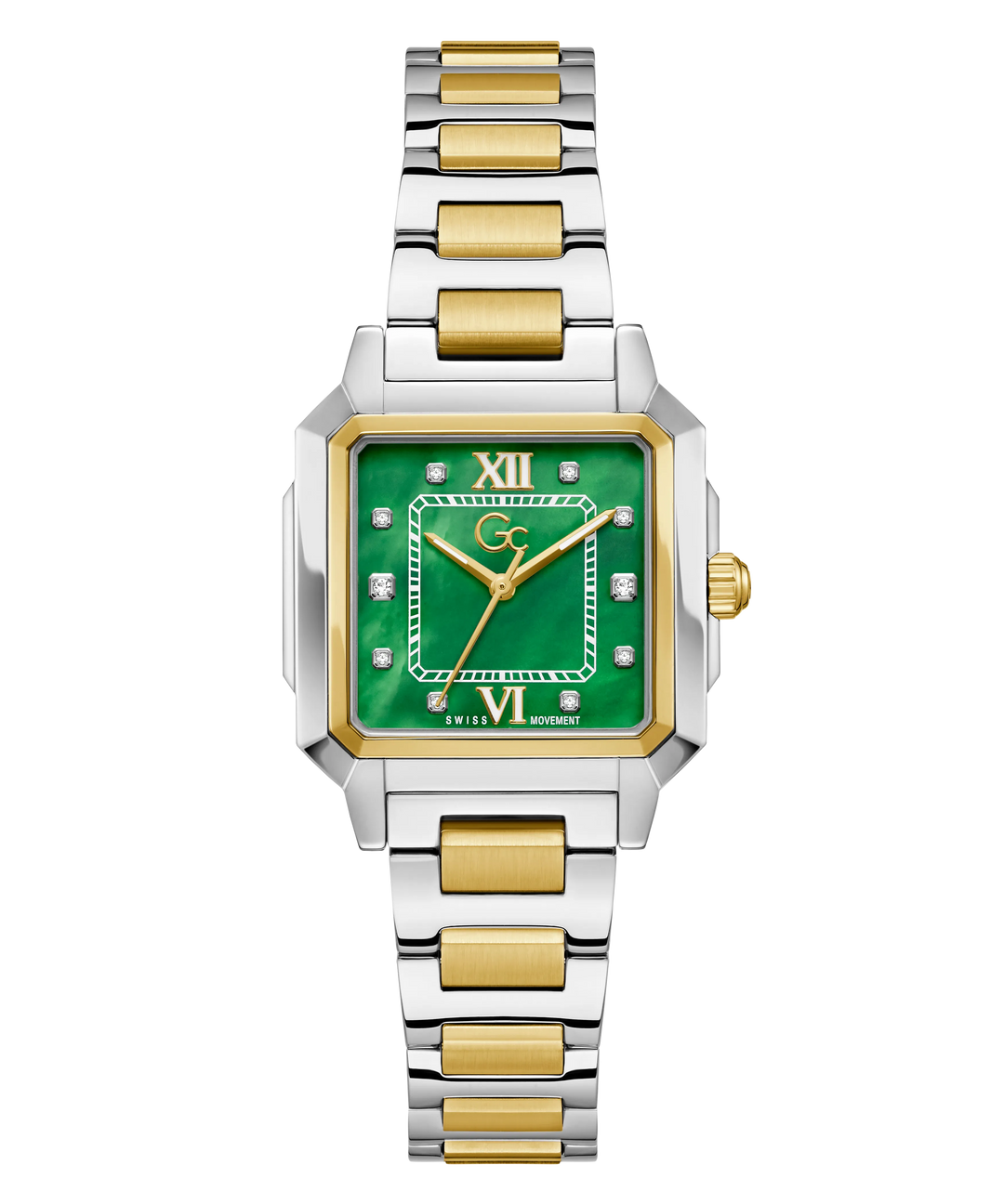 Gc SquareCut Lady 32mm Green Mother-of-Pearl Dial Women&