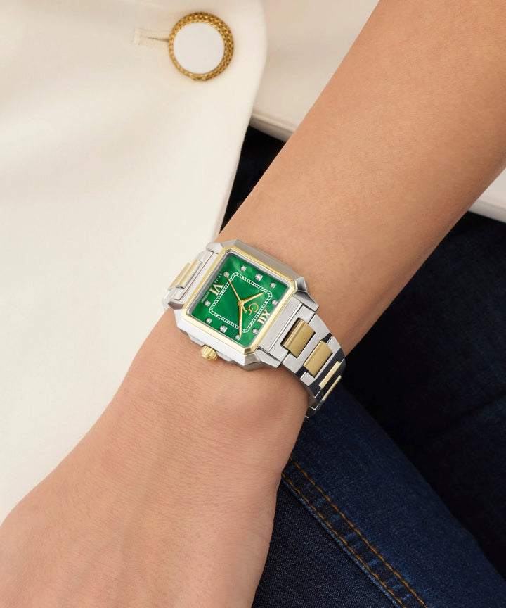 Gc SquareCut Lady 32mm Green Mother-of-Pearl Dial Women&