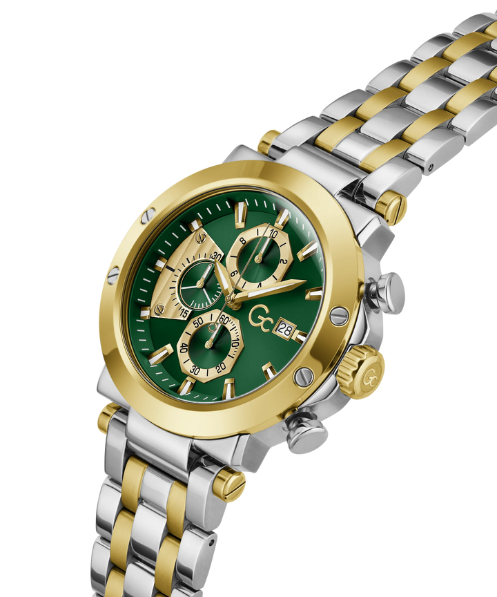 Gc TechnoForce Chrono Metal Z75003G9 Green Dial Men&