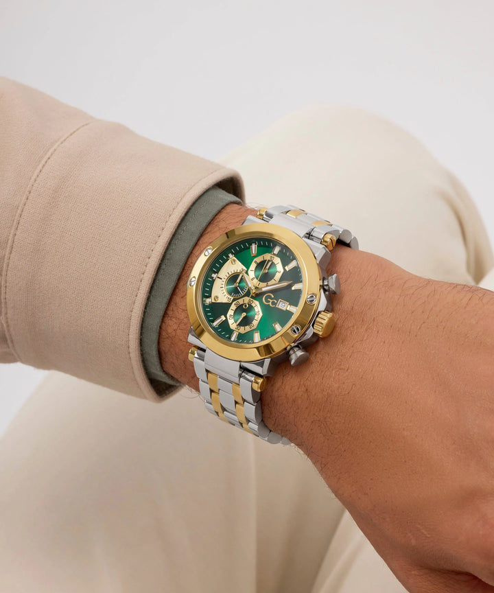 Gc TechnoForce Chrono Metal Z75003G9 Green Dial Men&