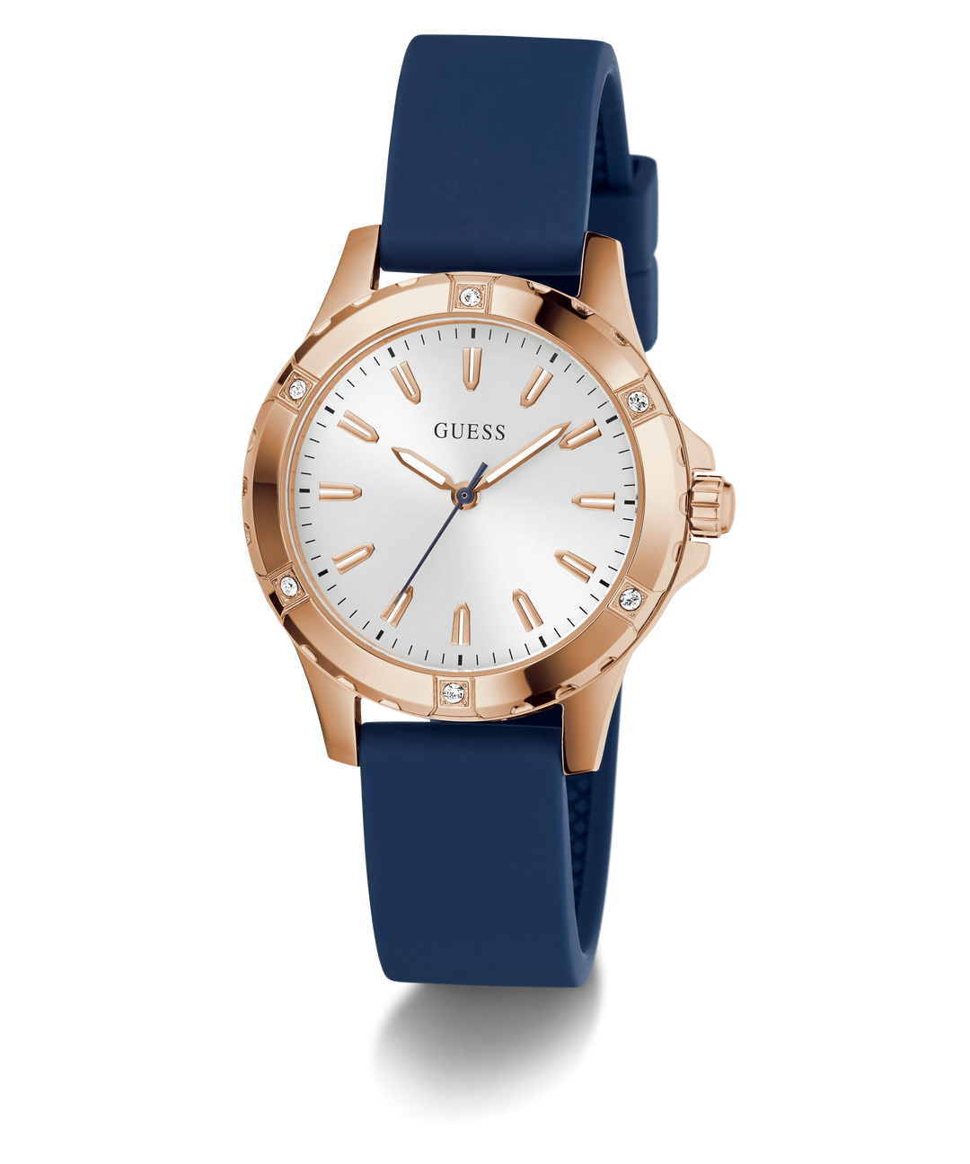 GUESS Blue Rose Gold Tone Analog Women&