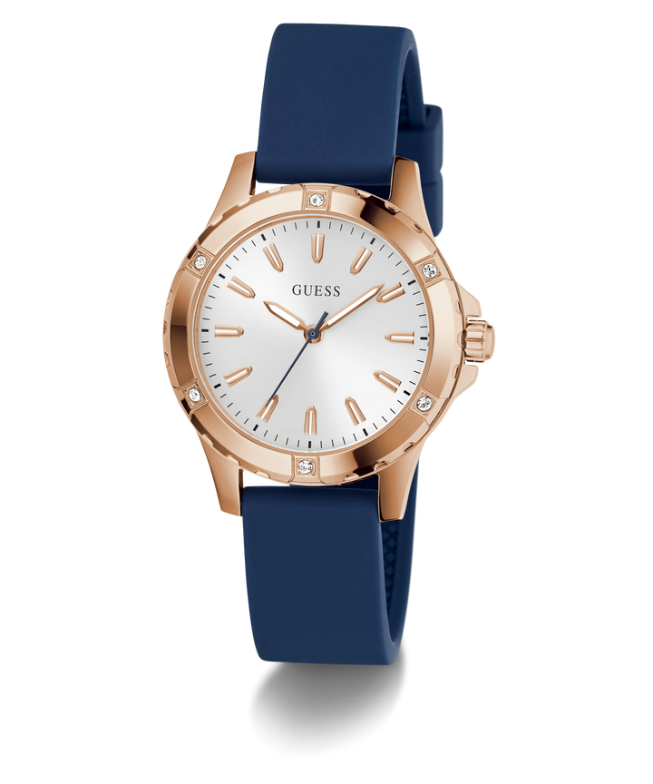 GUESS Blue Rose Gold Tone Analog Women&