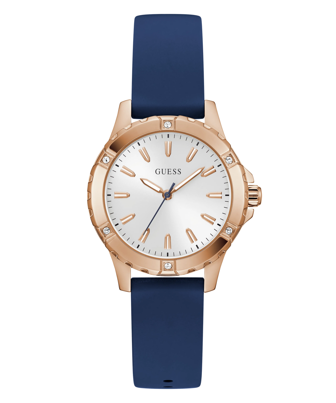 GUESS Blue Rose Gold Tone Analog Women&