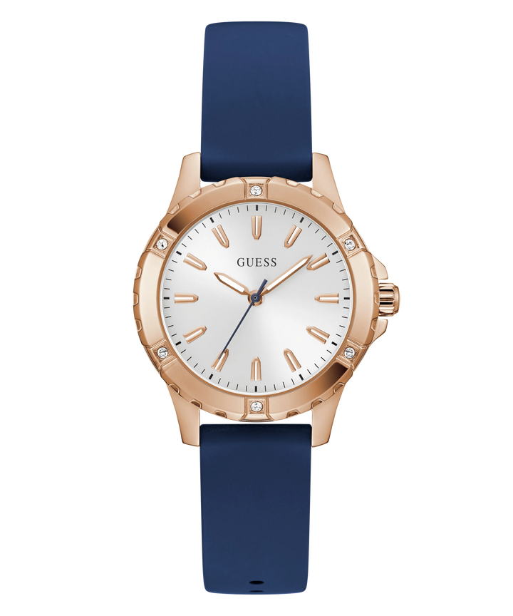GUESS Blue Rose Gold Tone Analog Women&