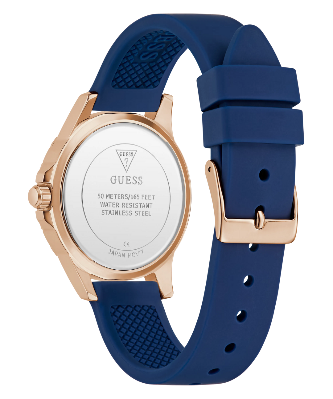 GUESS Blue Rose Gold Tone Analog Women&