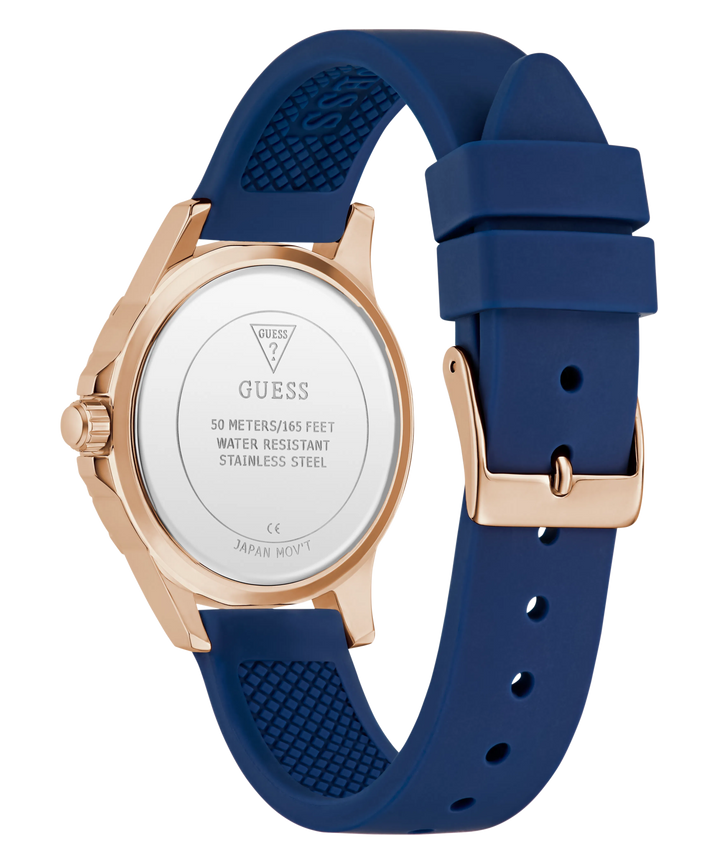 GUESS Blue Rose Gold Tone Analog Women&
