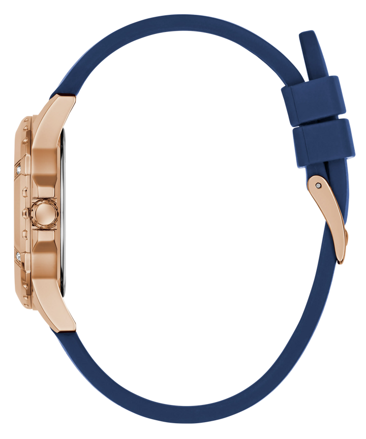 GUESS Blue Rose Gold Tone Analog Women&