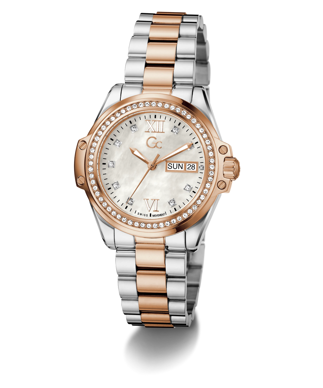 GUESS Gc Bolt Lady Z53001L1 Silver Rose Gold Dial Women&