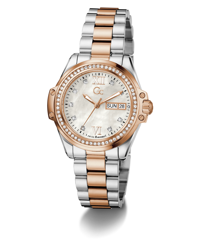 GUESS Gc Bolt Lady Z53001L1 Silver Rose Gold Dial Women&