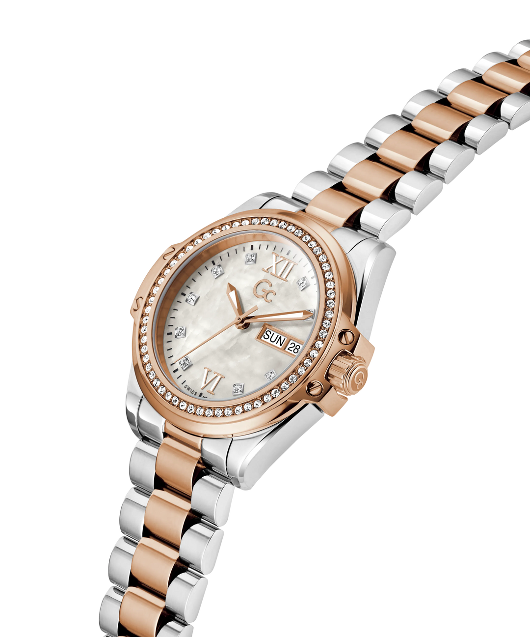 GUESS Gc Bolt Lady Z53001L1 Silver Rose Gold Dial Women&
