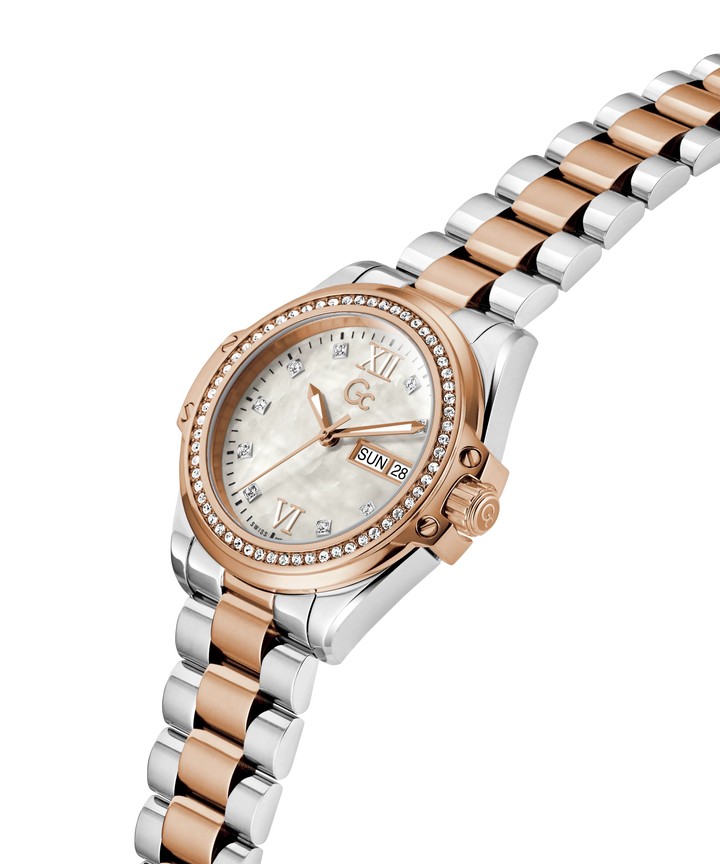 GUESS Gc Bolt Lady Z53001L1 Silver Rose Gold Dial Women&