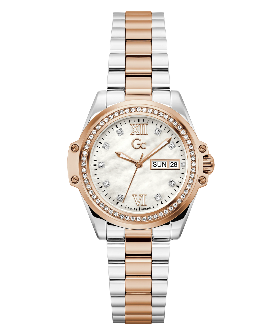 GUESS Gc Bolt Lady Z53001L1 Silver Rose Gold Dial Women&