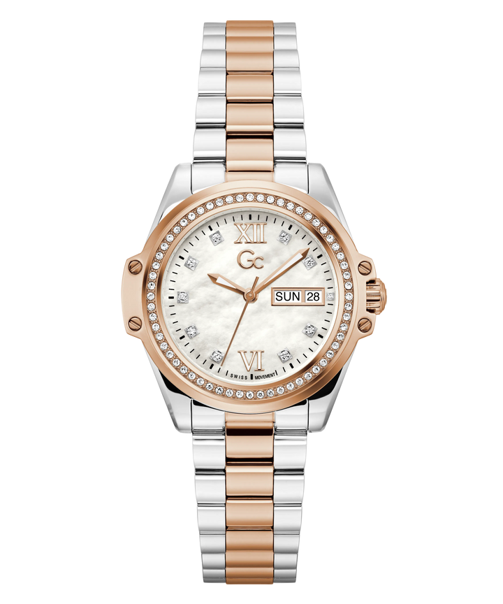 GUESS Gc Bolt Lady Z53001L1 Silver Rose Gold Dial Women&