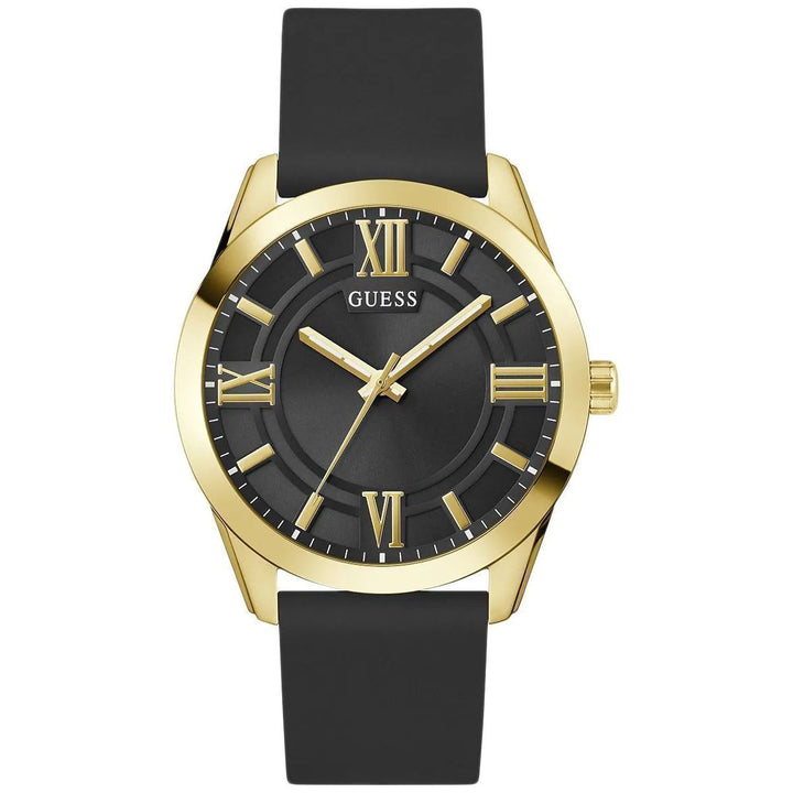 GUESS Mens Black Gold Tone Analog Watch GW0894G2