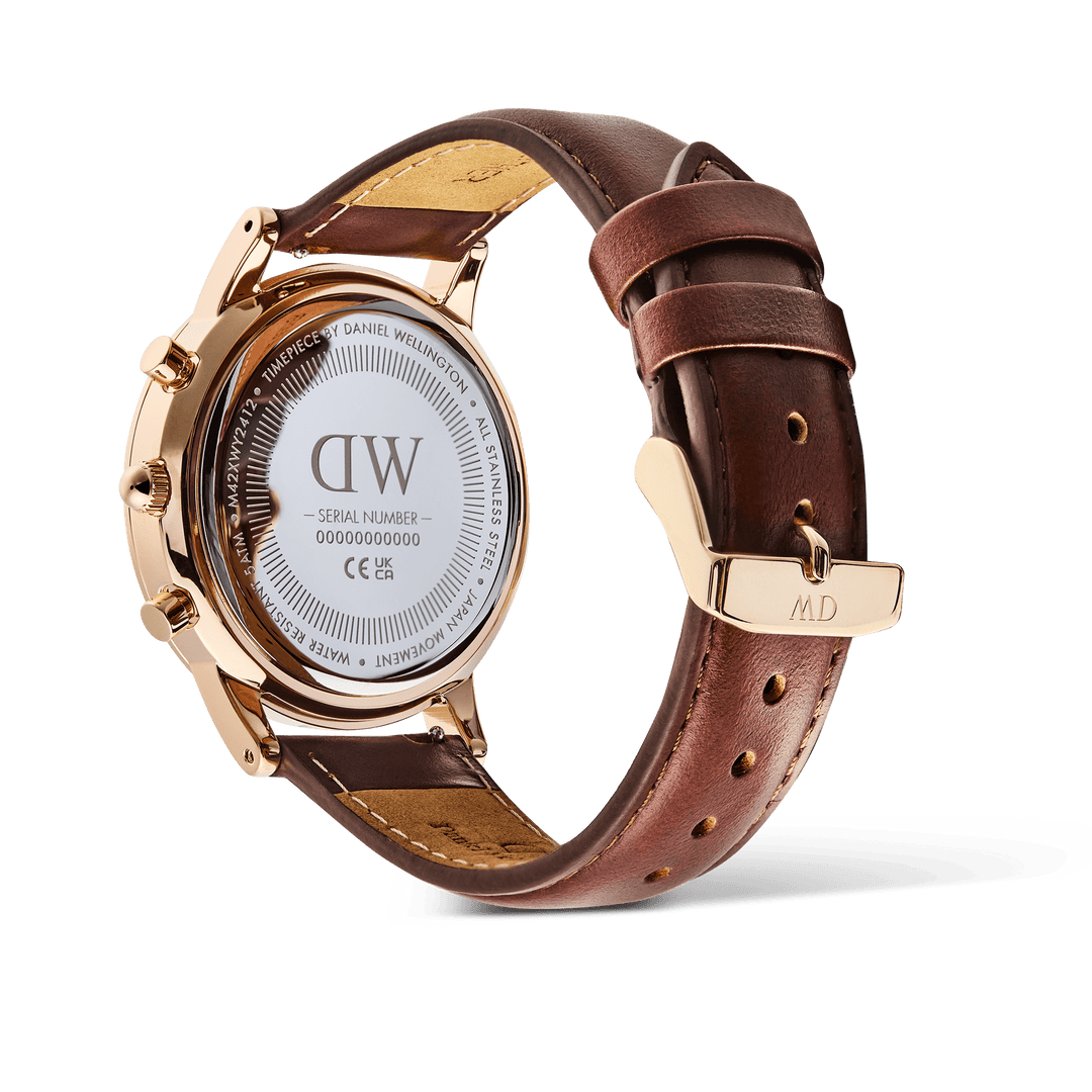 Stylish Iconic Chronograph Watch - St Mawes Amber Rose Gold