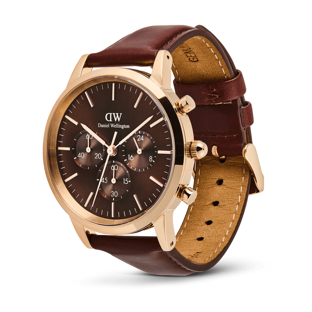 Stylish Iconic Chronograph Watch - St Mawes Amber Rose Gold