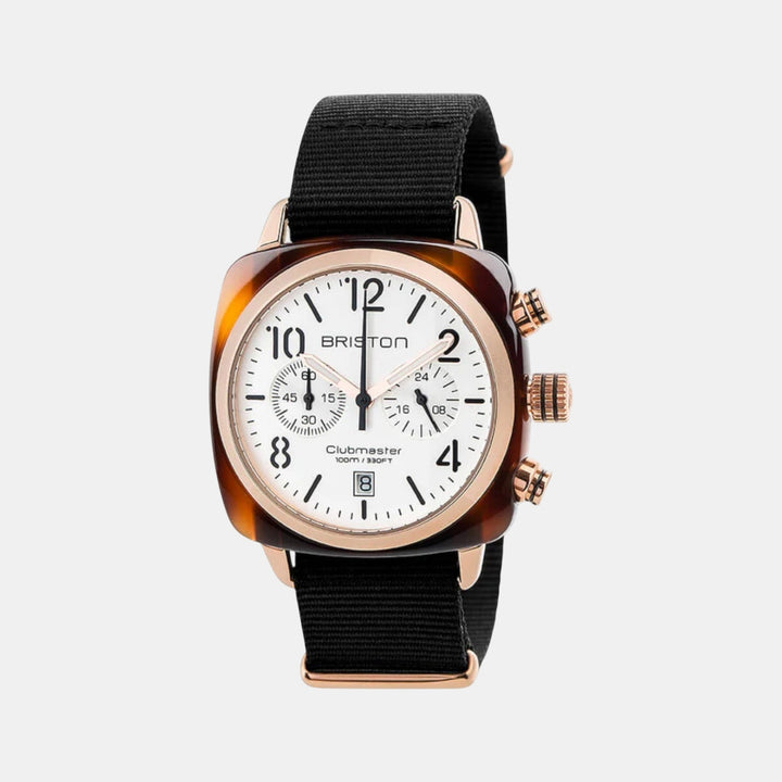 Briston Clubmaster Classic 17140.PRA.T.2.NB White Dial Chronograph NATO Watch