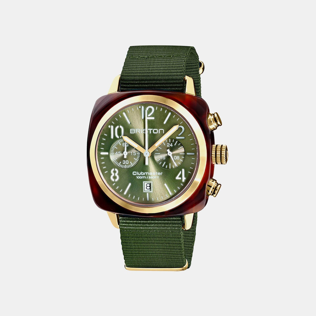 Briston Clubmaster Men Quartz Green Dial Chronograph NATO Watch 19140.PYA.T.26.NOL