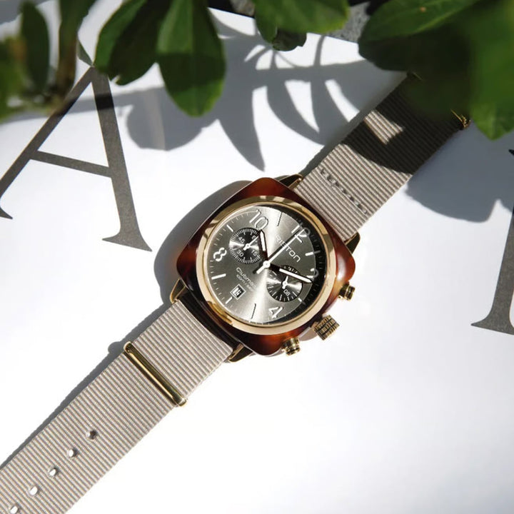 Briston Clubmaster Classic 19140.PYA.T.30.NT Taupe Dial Unisex Quartz Chronograph NATO Watch