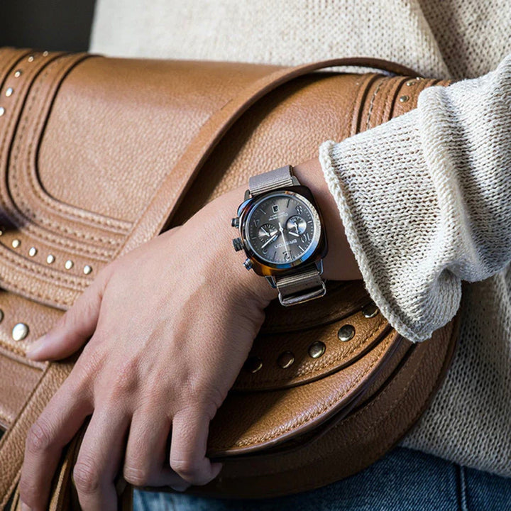 Briston Clubmaster Classic 19140.PYA.T.30.NT Taupe Dial Unisex Quartz Chronograph NATO Watch