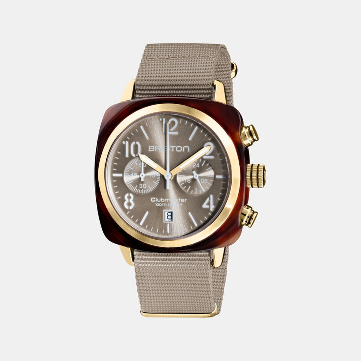 Briston Clubmaster Classic 19140.PYA.T.30.NT Taupe Dial Unisex Quartz Chronograph NATO Watch