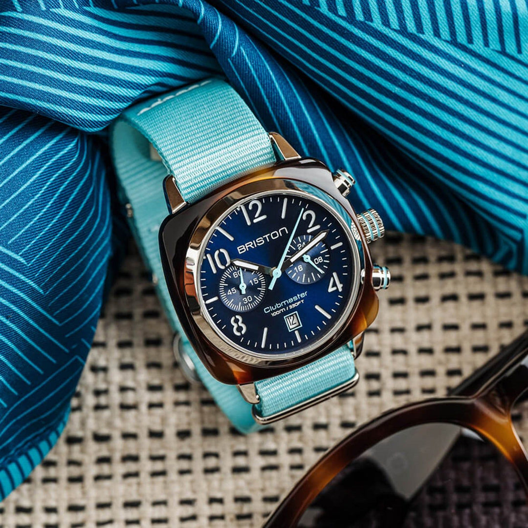 Briston Clubmaster Chronograph 24140.SA.T.15.NBT Blue Dial Men&